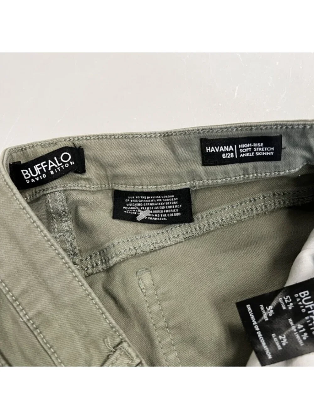 Buffalo David Britton Womens Havana Skinny Ankle Jeans Sage Green Size 6/28
